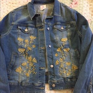 Lularoe Harvey jean jacket 2x plus flowers